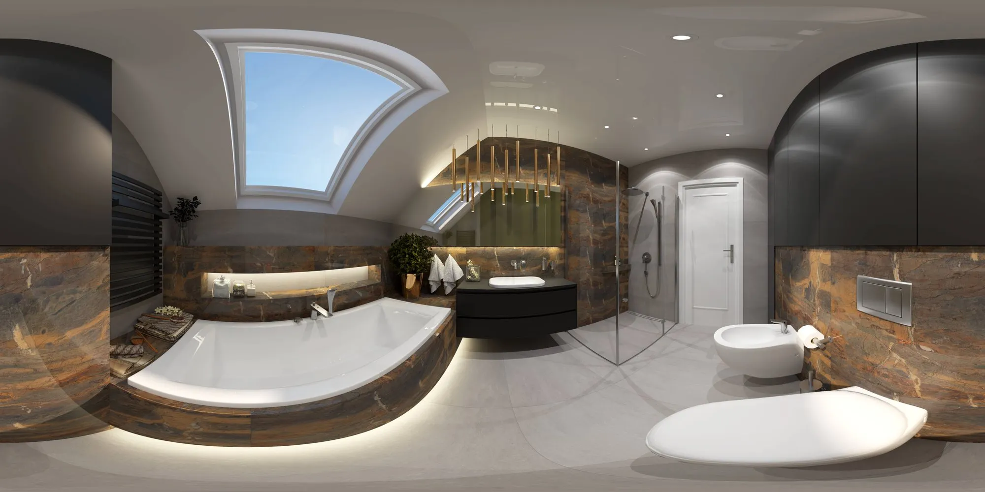 Attic bathroom – 360° panorama preview