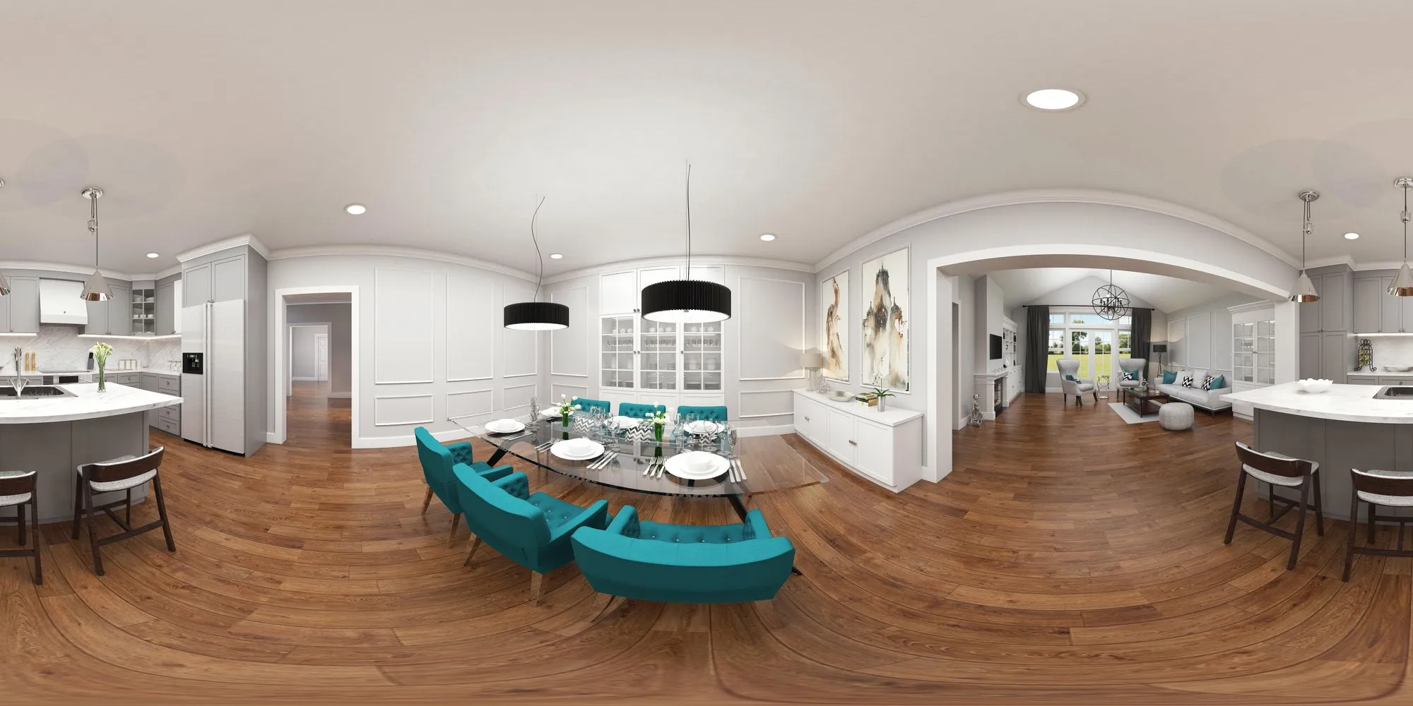 Classic kitchen and dining room – 360° panorama preview